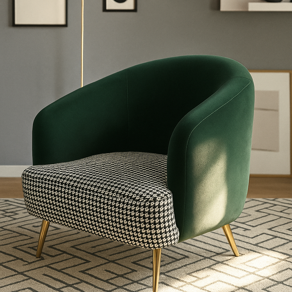 Emerald Houndstooth Accent Chair