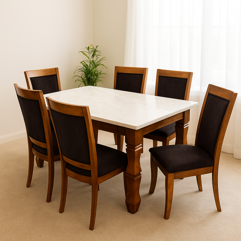 Regalia Wood & Marble Dining Set