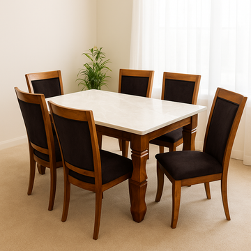 Regalia Wood & Marble Dining Set