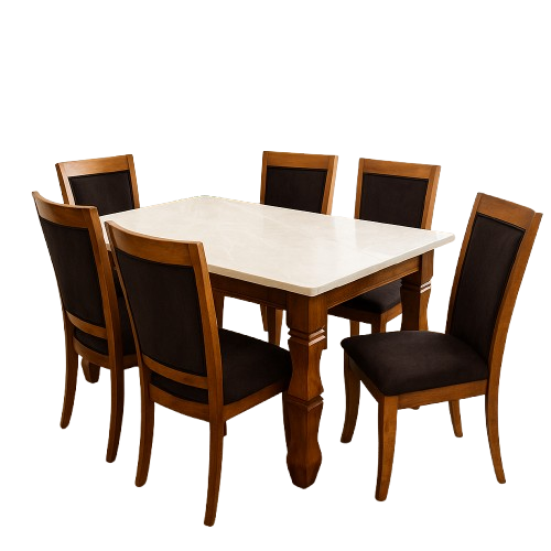 Regalia Wood & Marble Dining Set