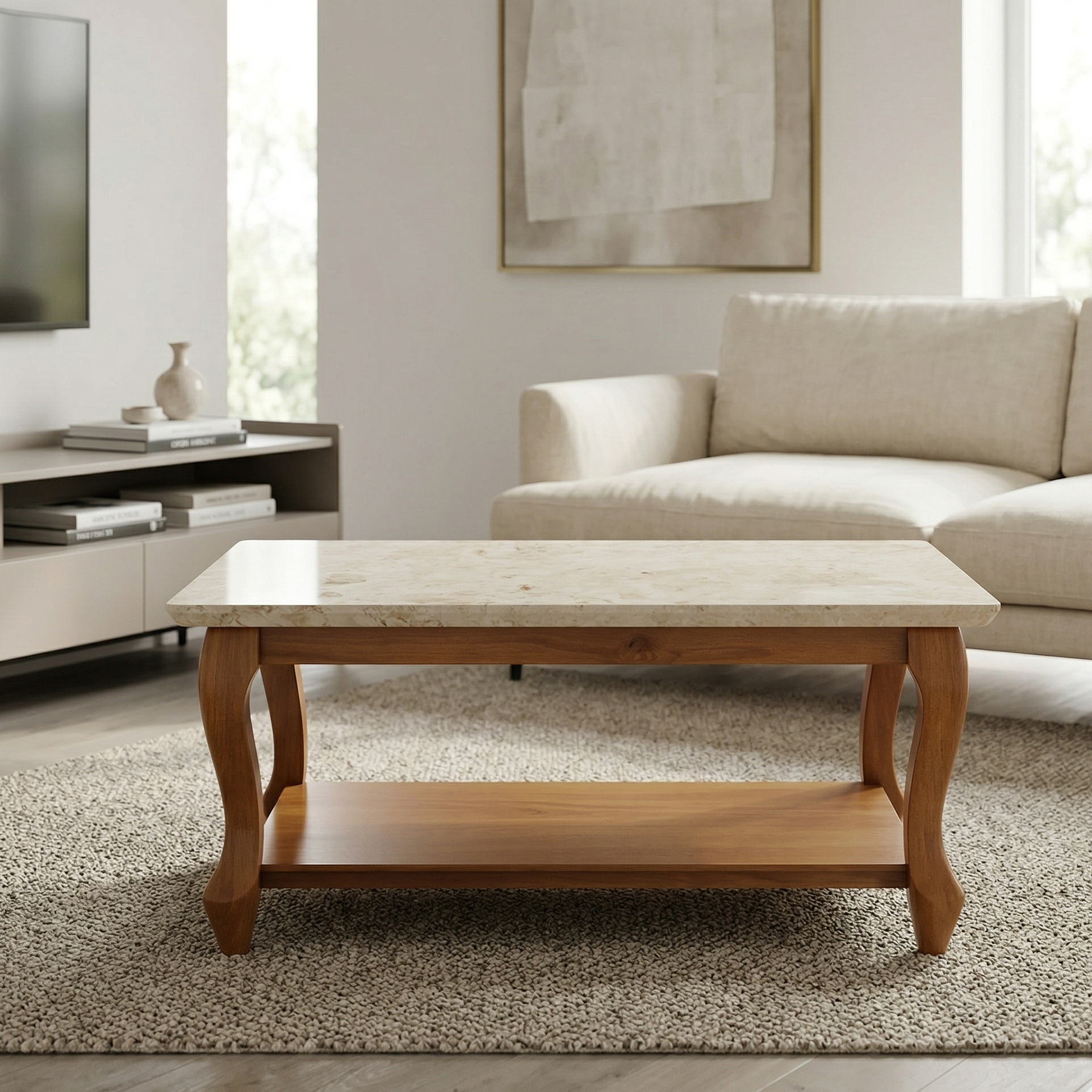Elegant Marble Top Coffee Table