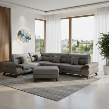 Serene Curve L-Shaped Sofa Set