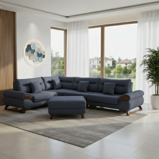 Serene Curve L-Shaped Sofa Set