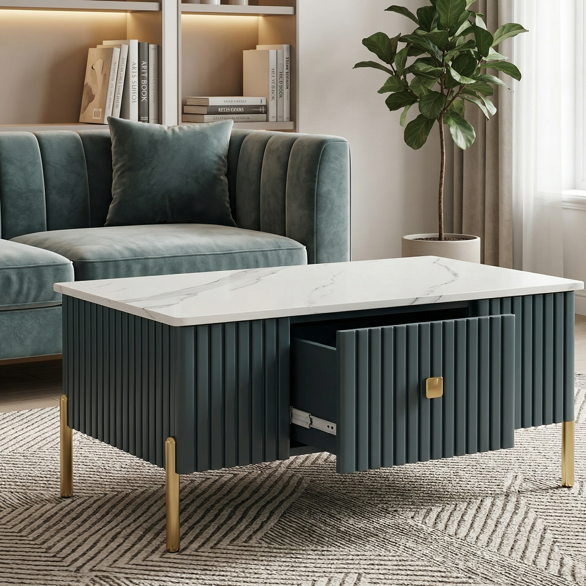 Modern Glossy Ply Coffee Table with Drawer