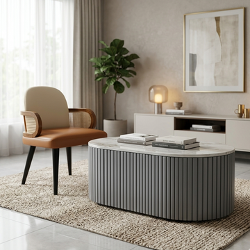 Modern Oval Glossy Ply Coffee Table with Storage