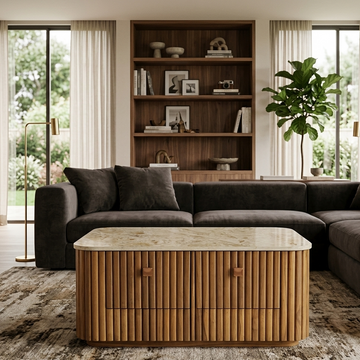 Modern Ribbed Storage Coffee Table