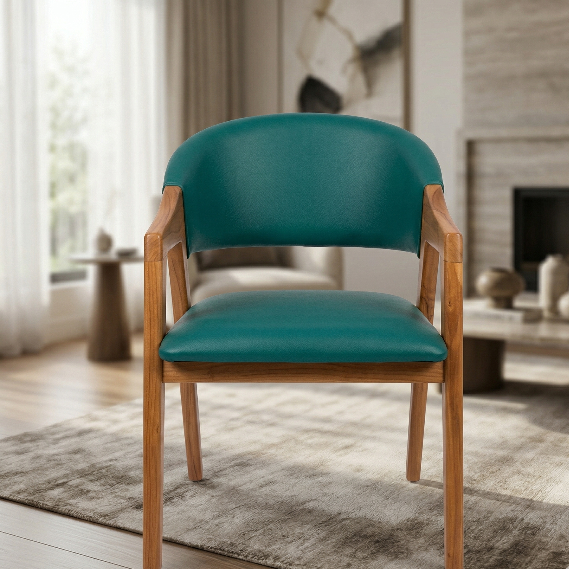 Modern Wooden Armchair with Upholstered Seat