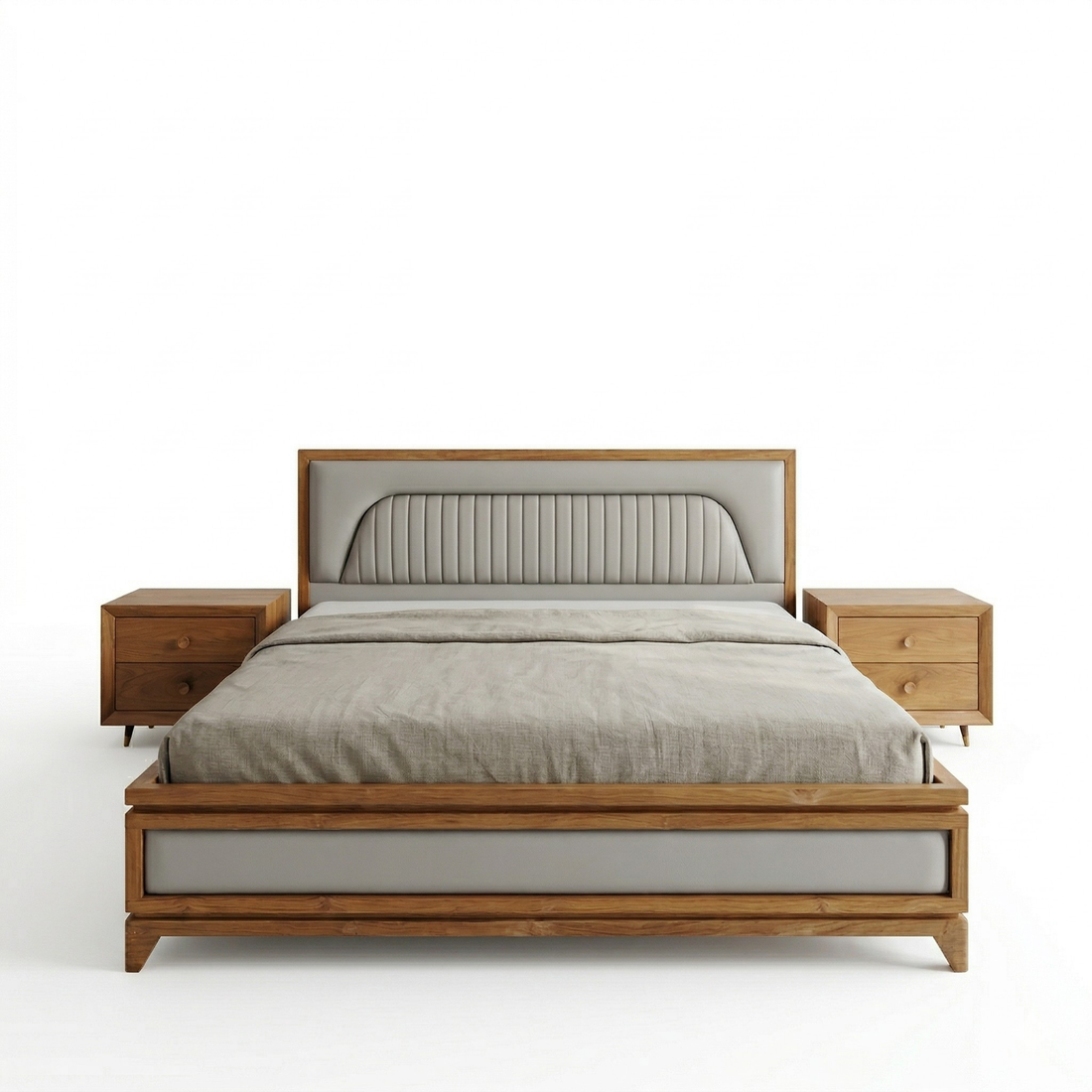 Modern Wooden Upholstered King Bed