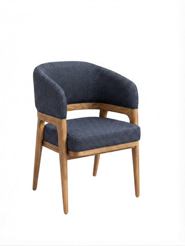 Modern Wooden Upholstered Armchair – Dark Blue Grey