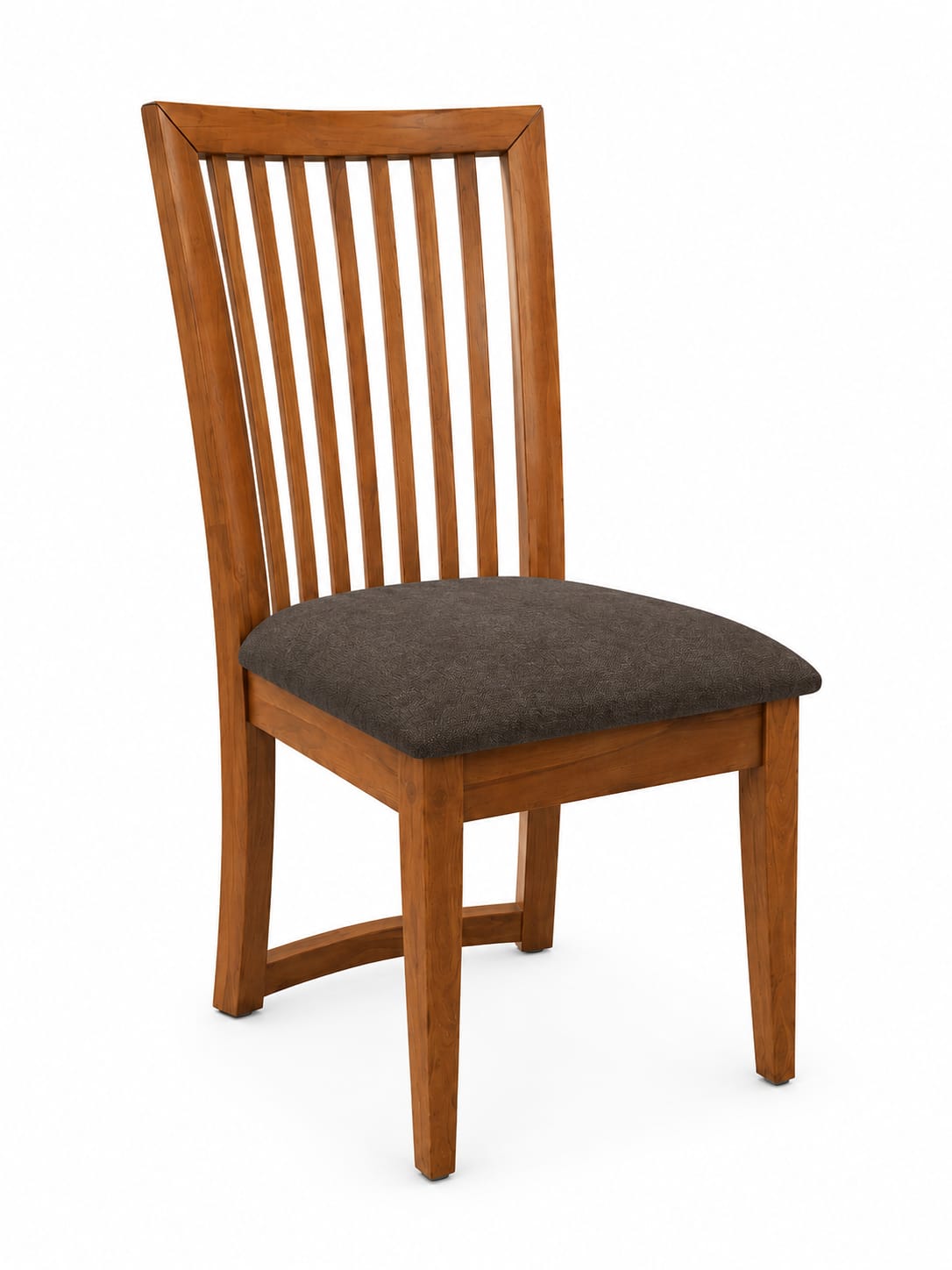 Solid Wood Dining Chair with Cushioned Seat – Brown & Charcoal